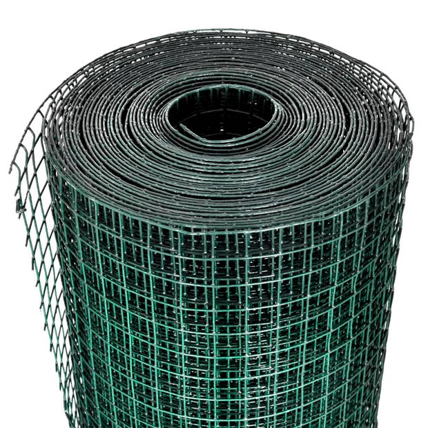 vidaXL Kippengaas 10x1 m gegalvaniseerd staal met PVC-coating groen