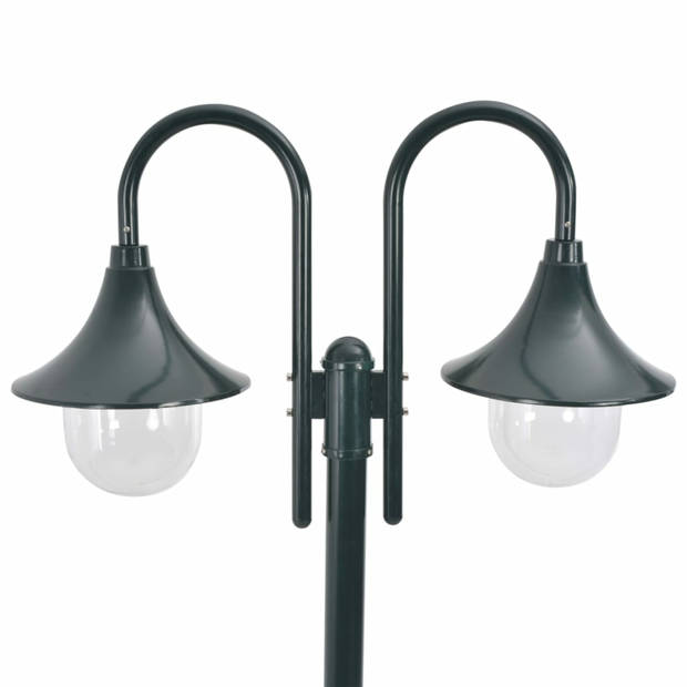 vidaXL Paalverlichting tuin E27 220 cm aluminium donkergroen 2-delig