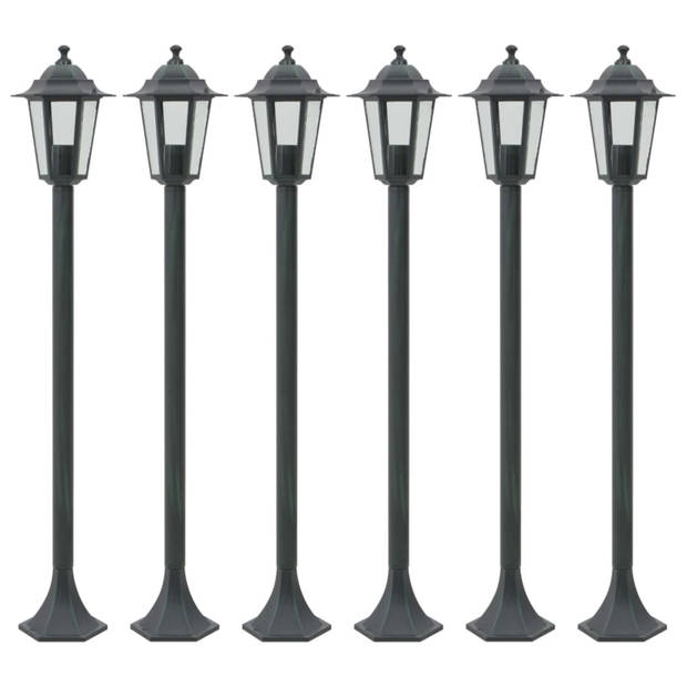 vidaXL Paalverlichting voor tuin E27 110 cm aluminium donkergroen 6 st