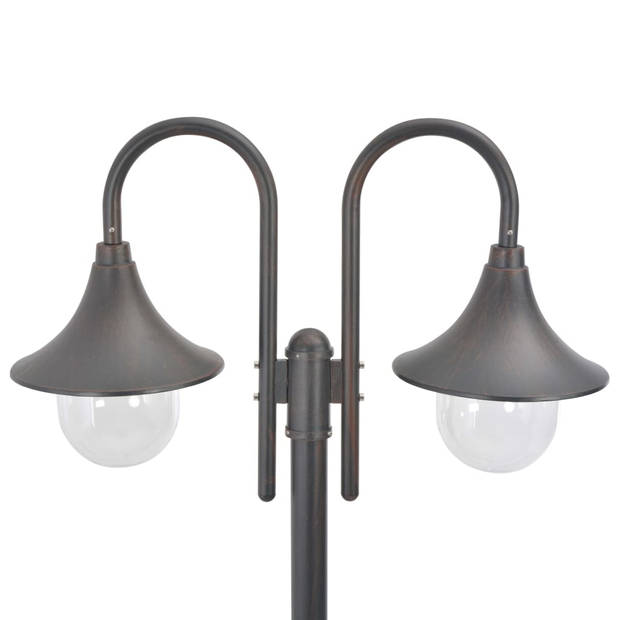 vidaXL Paalverlichting tuin E27 220 cm aluminium brons 2-delig