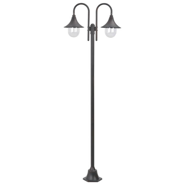 vidaXL Paalverlichting tuin E27 220 cm aluminium brons 2-delig