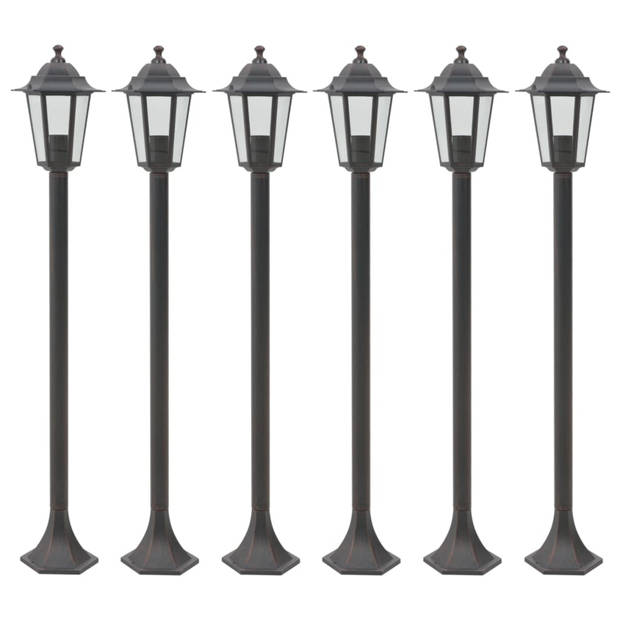 vidaXL Paalverlichting voor tuin E27 110 cm aluminium brons 6 st