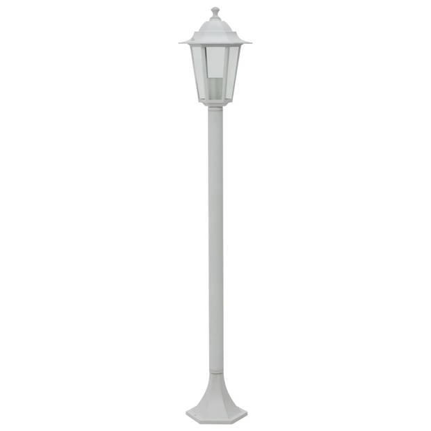 vidaXL Paalverlichting voor tuin E27 110 cm aluminium wit 6 st