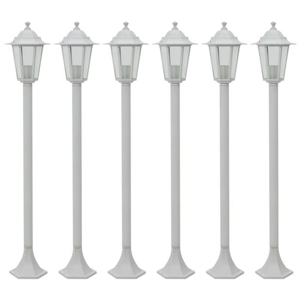 vidaXL Paalverlichting voor tuin E27 110 cm aluminium wit 6 st