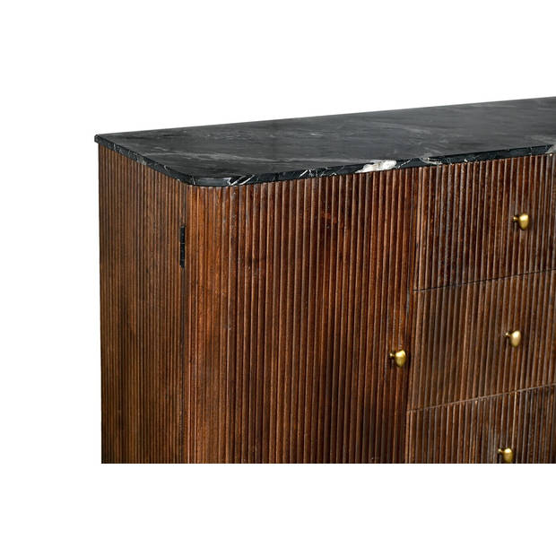 Giga Meubel - Dressoir Bruin Mangohout - Zwart Marmer - 120cm - Japandi