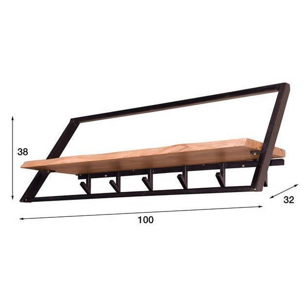 Giga Meubel - Kapstok Acaciahout & Metaal - 32x100x38cm - Kapstok Lean