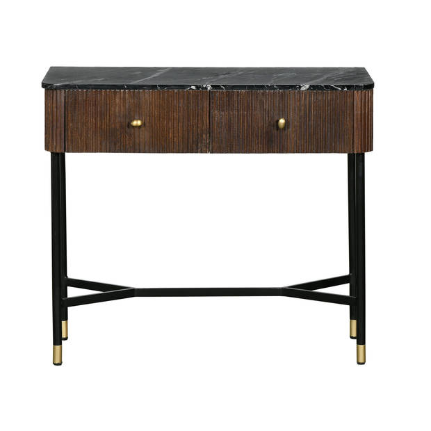 Giga Meubel - Sidetable Bruin met Marmer Blad - 90cm - Tafel Japandi