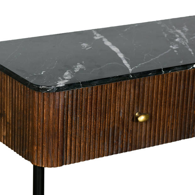 Giga Meubel - Sidetable Bruin met Marmer Blad - 90cm - Tafel Japandi