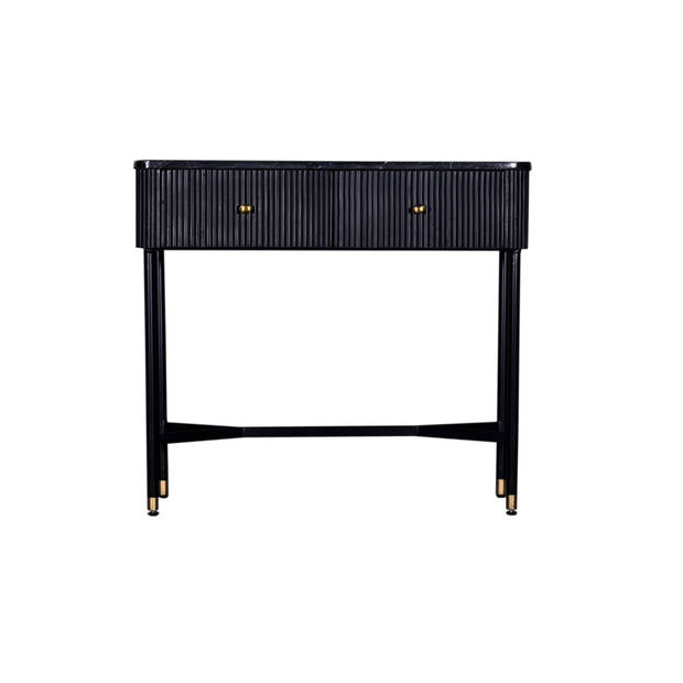 Giga Meubel - Sidetable Zwart Met Marmer - Japandi Style - 90x33x80cm