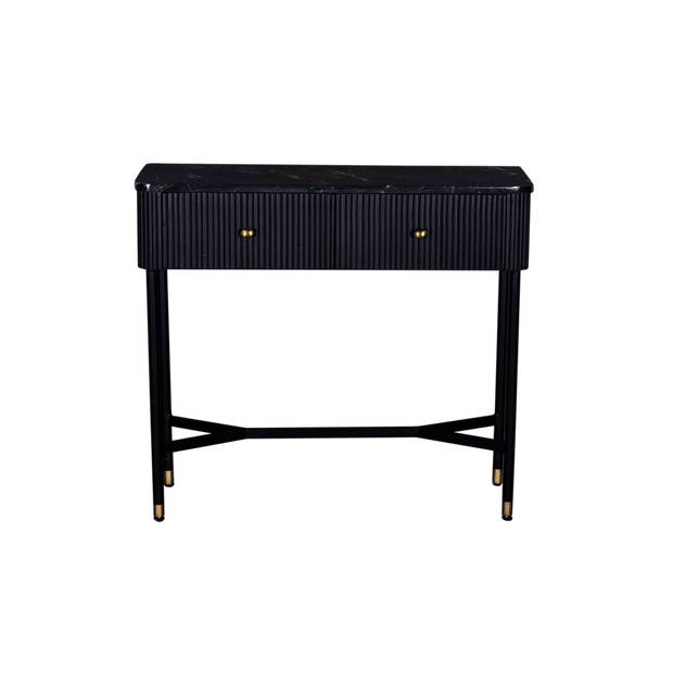 Giga Meubel - Sidetable Zwart Met Marmer - Japandi Style - 90x33x80cm