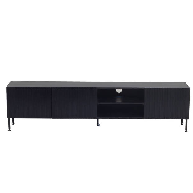 Giga Meubel - Tv-Meubel Mangohout Zwart - 200x40x50cm - 3-Deurs - Kast Roman