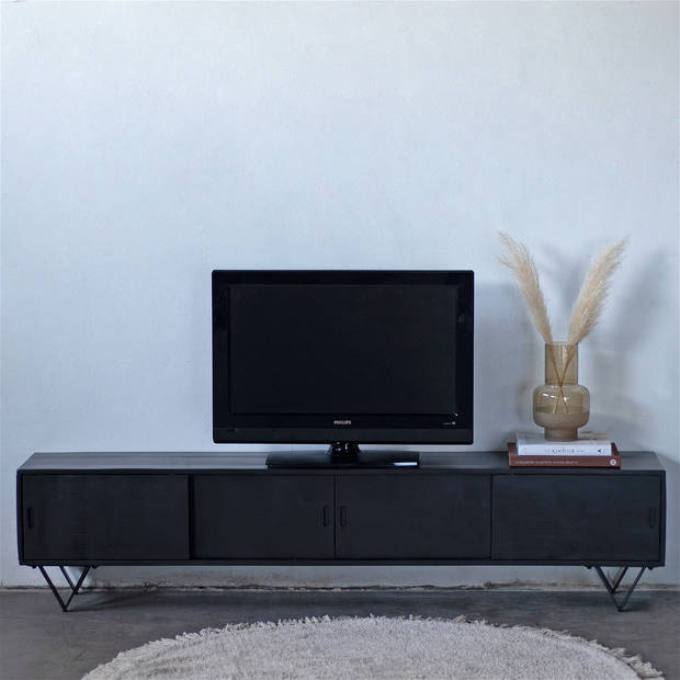 Giga Meubel - Tv-meubel Zwart - Mangohout - 200 cm - Tv-meubel Ubud