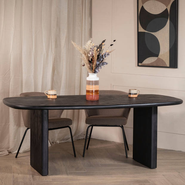 Giga Meubel - Eettafel Ovaal - Zwart - 200cm - Mangohout - Eettafel Gin