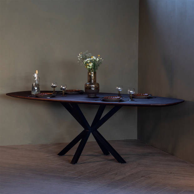 Giga Meubel - Eettafel Ovaal - Bruin - 240cm - Eettafel Lissabon