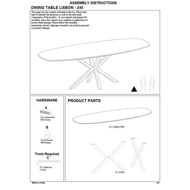 Giga Meubel - Eettafel Ovaal - Bruin - 240cm - Eettafel Lissabon