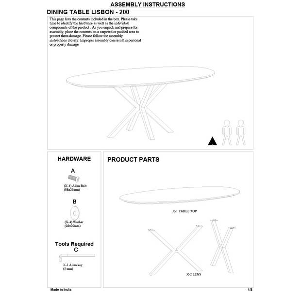 Giga Meubel - Eettafel Ovaal - Bruin - 200cm - Eettafel Lissabon