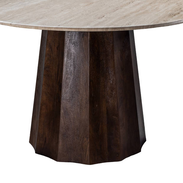 Giga Meubel - Eettafel Rond -Travertin - Bruin - 150 cm - Eettafel Lucio