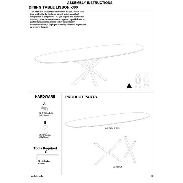 Giga Meubel - Eettafel Ovaal - Bruin - 300cm - Eettafel Lissabon