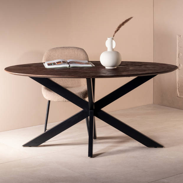 Giga Meubel - Eettafel Ovaal - Bruin - 160cm - X-poot