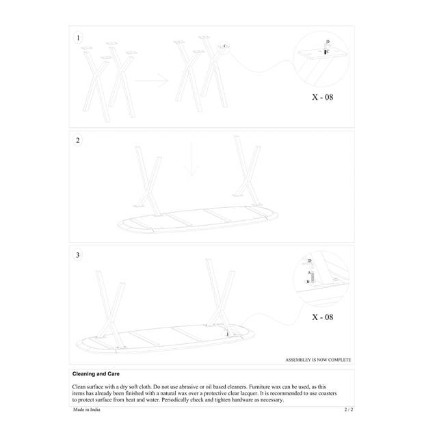 Giga Meubel - Eettafel Bruin Ovaal Mangohout - 200cm - Tafel Genève