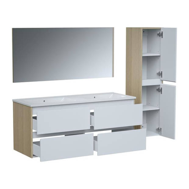 Skara Set of Bathroom 120, Vanity+Basin+Mirror & Column & Column