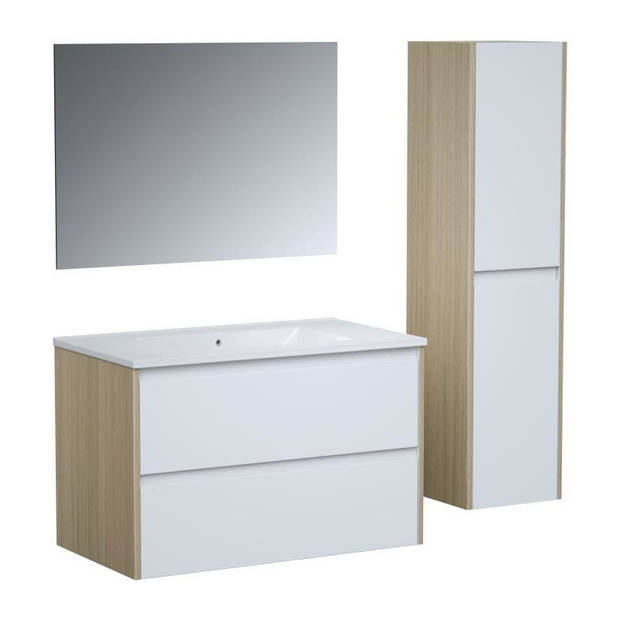 Skara Set van Badkamer 80, Vanity+Basin+Mirror & Column