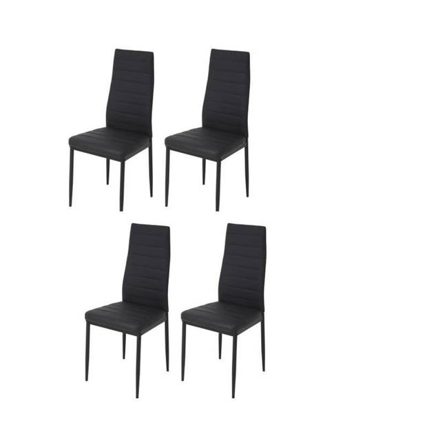 Set van 4 stoelen - Zwarte imitatie - L 42 x D 49 x H 97 cm - JIM