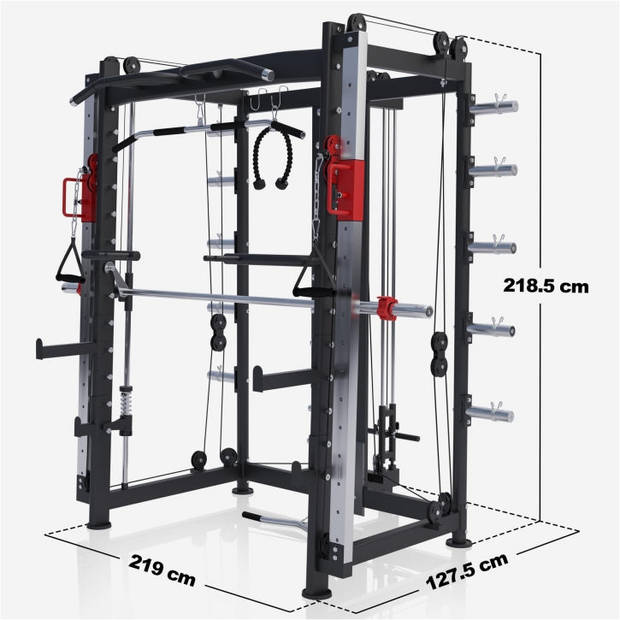 Gorilla Sports Smith Machine - Krachtstation - Multi Press - Homegym - Full body training - Incl. accessoires