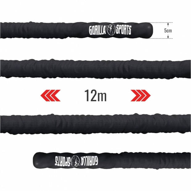 Gorilla Sports Power Rope - Incl. Muurbeugel - 15 meter - 50 mm - Fitness touw