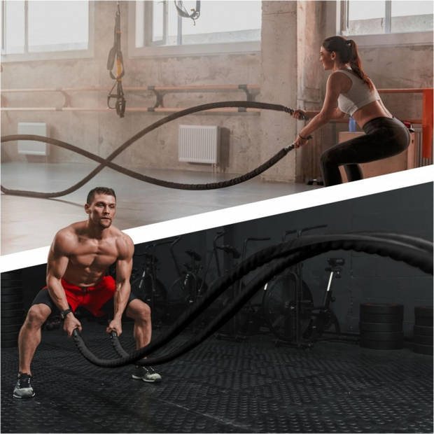 Gorilla Sports Power Rope - Incl. Muurbeugel - 15 meter - 50 mm - Fitness touw