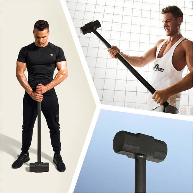 Gorilla Sports Gewichthamer - Sledge Hammer - Fitnesshamer - Crossfit - Gietijzer met rubber coating - 10 kg