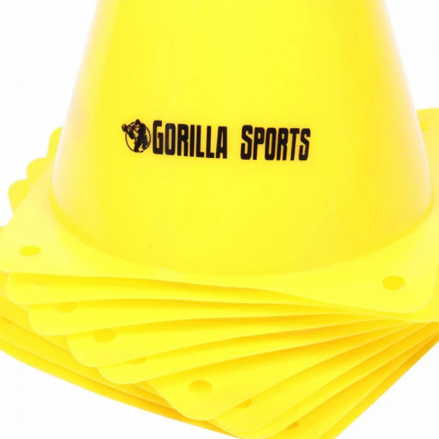 Gorilla Sports - Set Van 10 Pionnen - Geel - 17 cm - Buiten Sporten