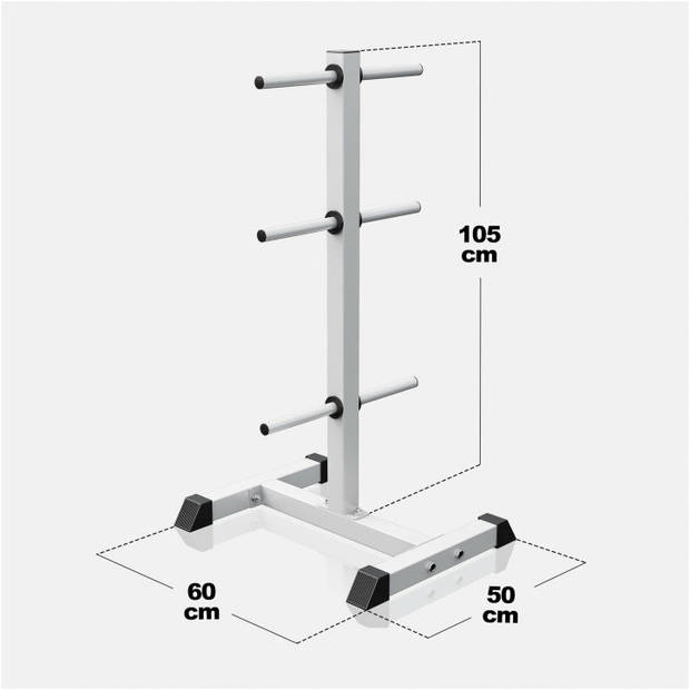 Gorilla Sports Schijvenstandaard - 30/31 mm - Gewichten rek - Halterrek - Opbergrek - Wit