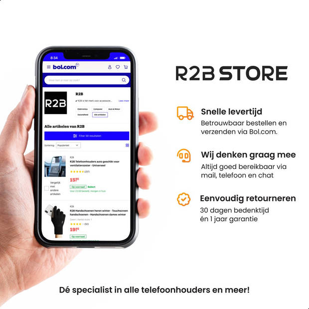 R2B® Marmer hoesje geschikt voor iPhone 14 - Model De Bilt - Inclusief screenprotector - Gsm case - Zwart
