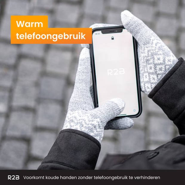 R2B® Touchscreen Handschoenen Winter Heren - Handschoenen Winter Dames - Maat S/M - Grijs - Scooter/Fiets - Model Brugge