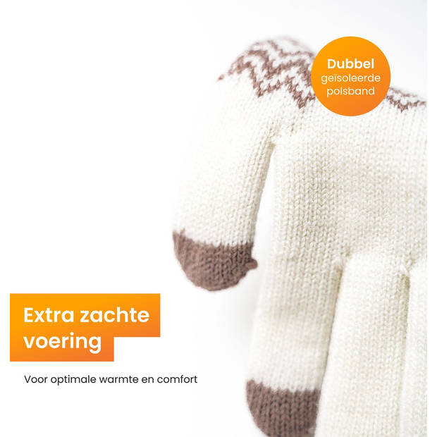 R2B® Touchscreen Handschoenen Winter Heren - Handschoenen Winter Dames - Maat S/M - Wit - Scooter/Fiets - Model Brugge
