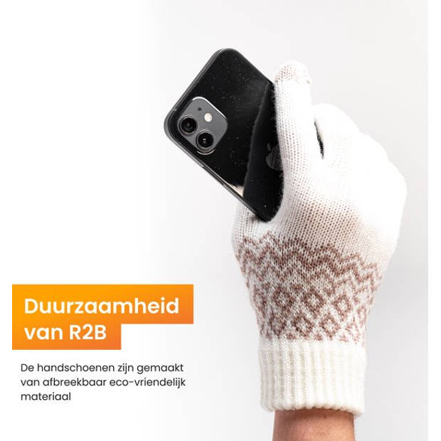 R2B® Touchscreen Handschoenen Winter Heren - Handschoenen Winter Dames - Maat S/M - Wit - Scooter/Fiets - Model Brugge