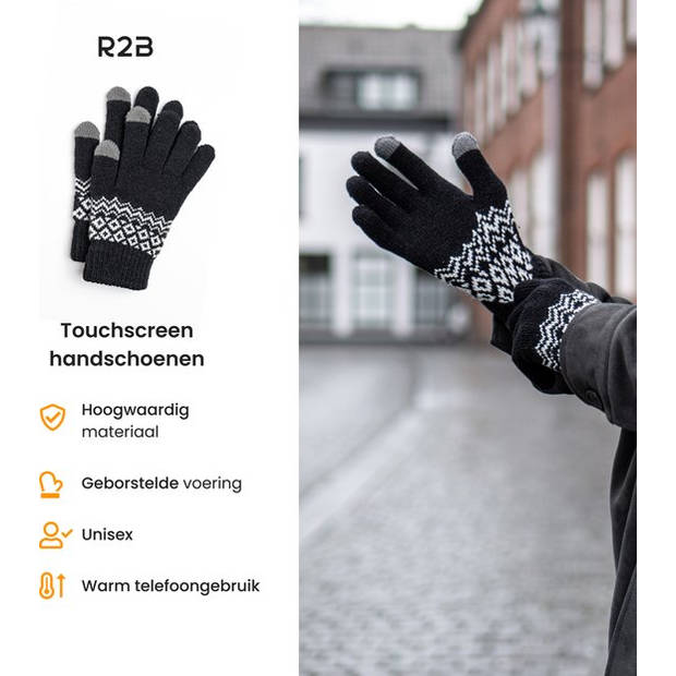 R2B® Touchscreen Handschoenen Winter Heren - Handschoenen Winter Dames - Maat S/M - Zwart - Scooter/Fiets - Model Brugge