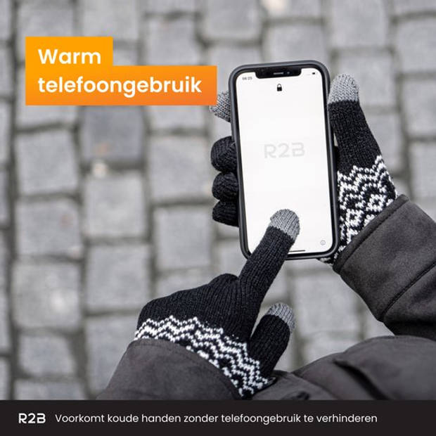 R2B® Touchscreen Handschoenen Winter Heren - Handschoenen Winter Dames - Maat S/M - Zwart - Scooter/Fiets - Model Brugge