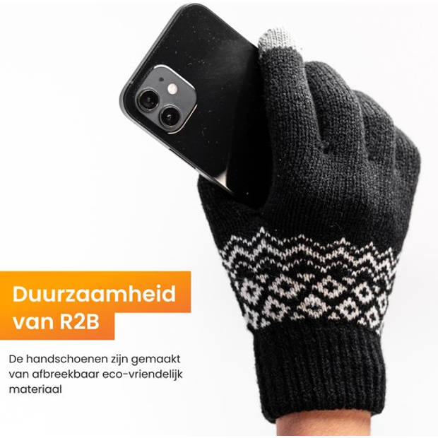 R2B® Touchscreen Handschoenen Winter Heren - Handschoenen Winter Dames - Maat S/M - Zwart - Scooter/Fiets - Model Brugge