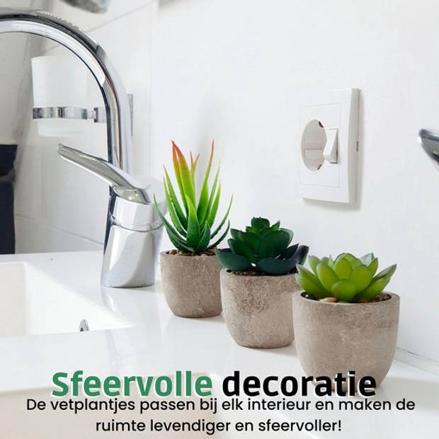 GreenDream Kunstplanten - Vetplanten in Pot 6 stuks - Cadeautip