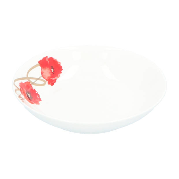 Maxime Home Klaproos servies 6 persoons 18 delig - Wit/Rood