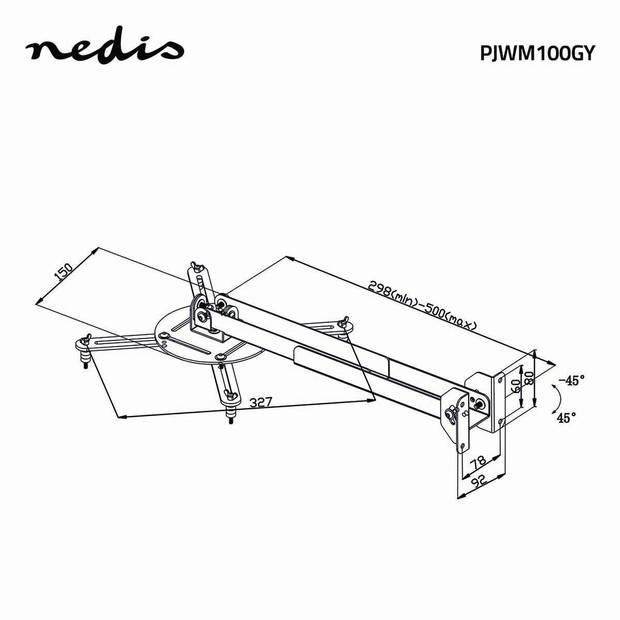 Nedis Projectorbeugel - PJWM100GY - Zilver