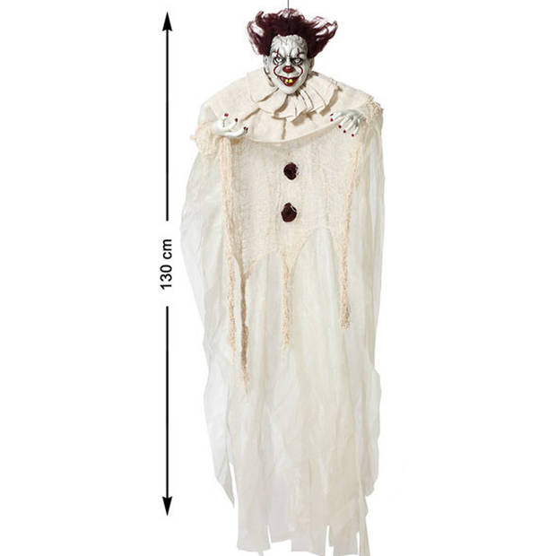 Halloween/horror thema hang decoratie horror clown - enge/griezelige pop - 130 cm - Feestdecoratievoorwerp