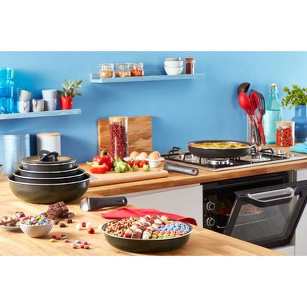 Tefal L1539143 Zwart Aluminium 3 Onderdelen 2 Stuks Ø 24 cm Ø 28 cm Pannenset