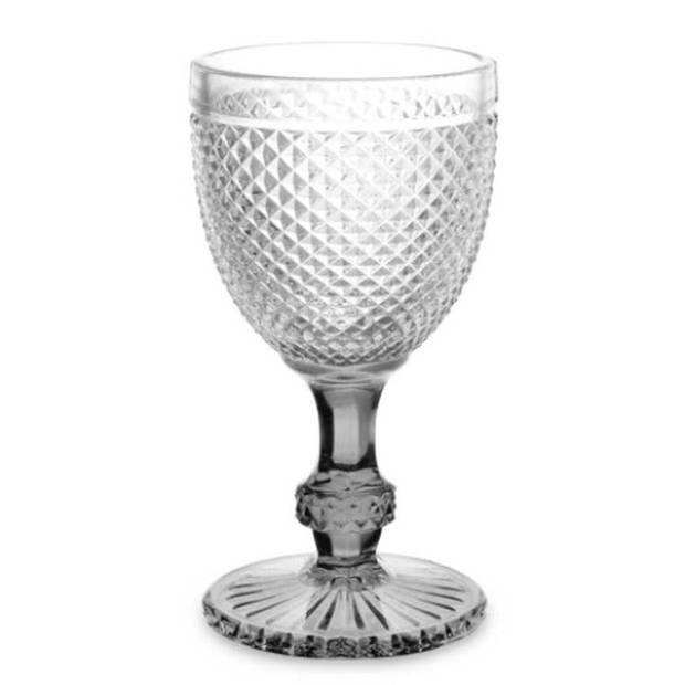 Wijnglas Diamant Transparant Antraciet Glas 330 ml (6 Stuks)