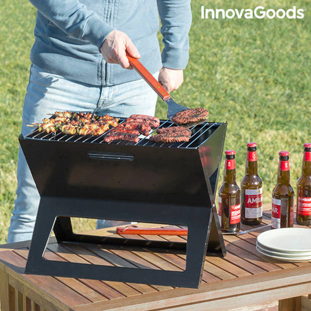 Opvouwbare draagbare barbecue voor gebruik met houtskool FoldyQ InnovaGoods