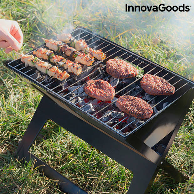 Opvouwbare draagbare barbecue voor gebruik met houtskool FoldyQ InnovaGoods