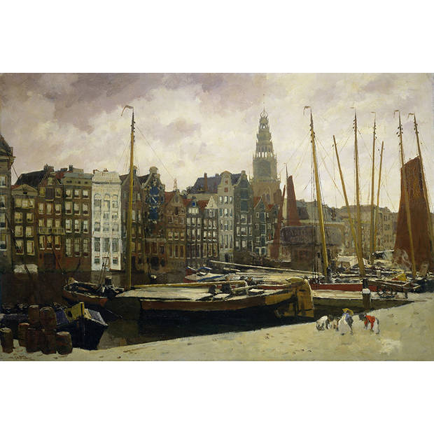 Spatscherm Het Damrak in Amsterdam - 100x50 cm