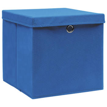 vidaXL Opbergboxen met deksel 4 st 28x28x28 cm blauw